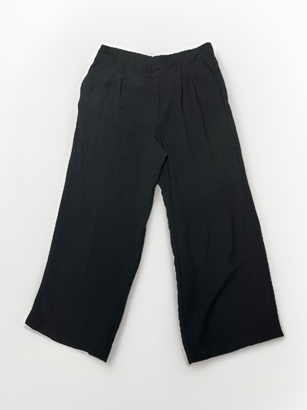 A New Day Pants Women’s 16 Black Wide Leg Pleated Crinkle Palazzo